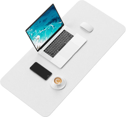 Desk Pad, 30" X 14" PU Leather Desk Mat, XL Extended Mouse Pad, Waterproof Desktop Blotter Protector, Non-Slip Ultra Thin Large Laptop Keyboard Writing Mat for Office Home, White