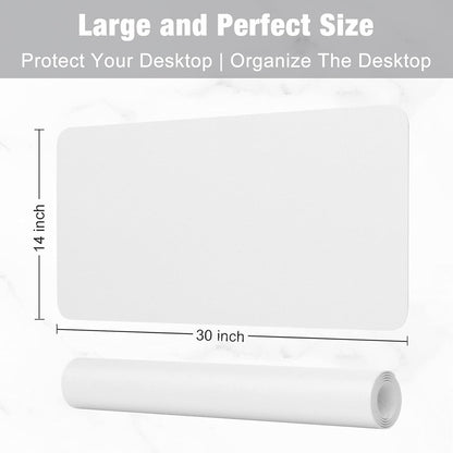 Desk Pad, 30" X 14" PU Leather Desk Mat, XL Extended Mouse Pad, Waterproof Desktop Blotter Protector, Non-Slip Ultra Thin Large Laptop Keyboard Writing Mat for Office Home, White